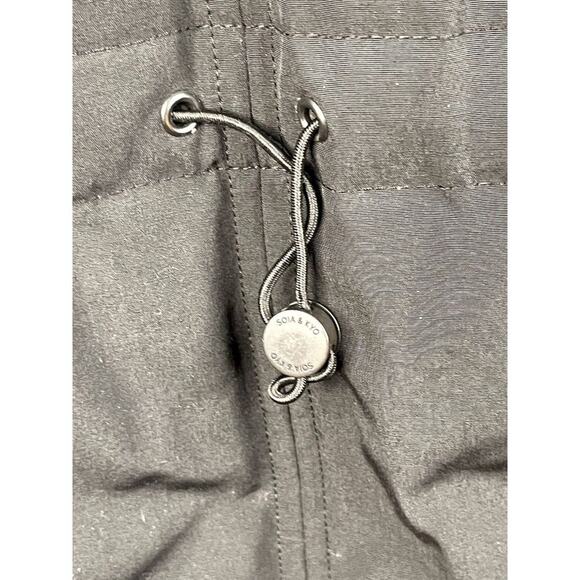 Soia & Kyo Parka Jacket Hooded with Coyote Fur Trim Coat Black Size Medium - Picture 11 of 14